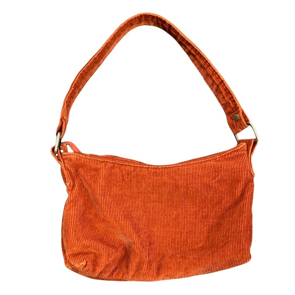 Old Navy Vintage Corduroy Burnt Orange Micro Mini Shoulder Purse Zipped Pockets - Picture 2 of 4